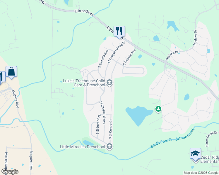map of restaurants, bars, coffee shops, grocery stores, and more near 1580 S Pecos Ave in Columbia