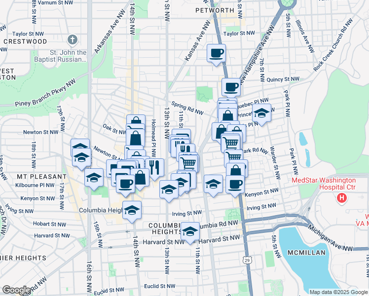 map of restaurants, bars, coffee shops, grocery stores, and more near 101 Independence Avenue Southeast in Washington