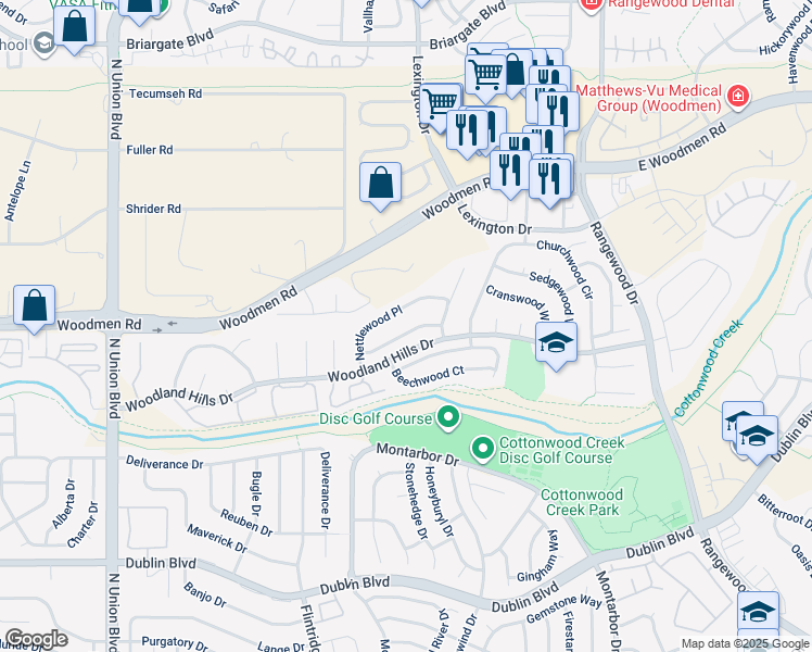 map of restaurants, bars, coffee shops, grocery stores, and more near 3410 Lynnwood Way in Colorado Springs