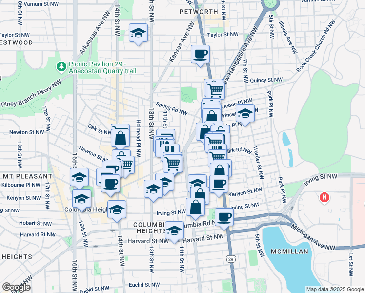 map of restaurants, bars, coffee shops, grocery stores, and more near 101 Independence Avenue Southeast in Washington