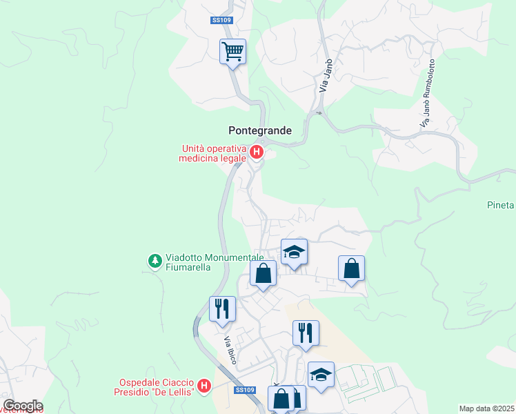 map of restaurants, bars, coffee shops, grocery stores, and more near 164 Via Ettore Vitale in Catanzaro