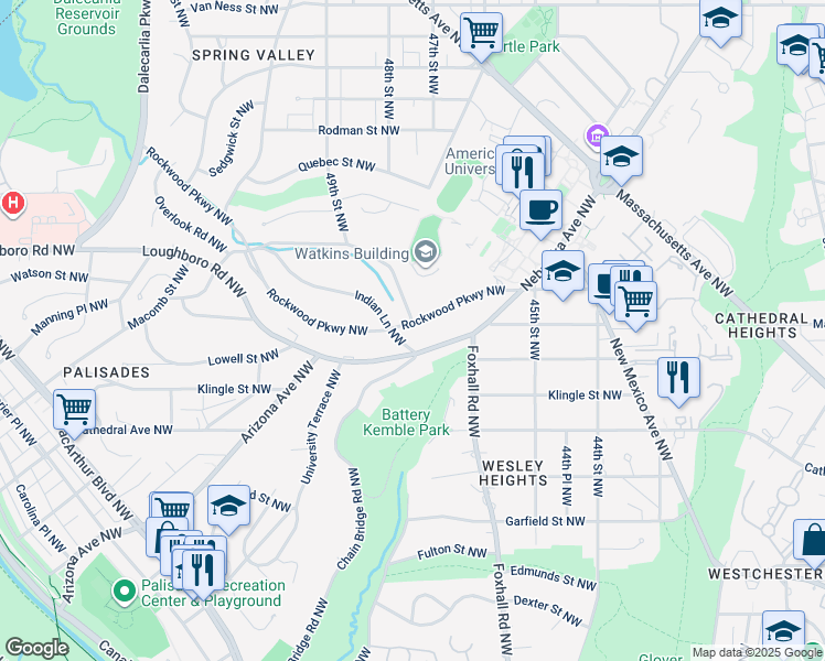 map of restaurants, bars, coffee shops, grocery stores, and more near 4810 Rockwood Parkway Northwest in Washington