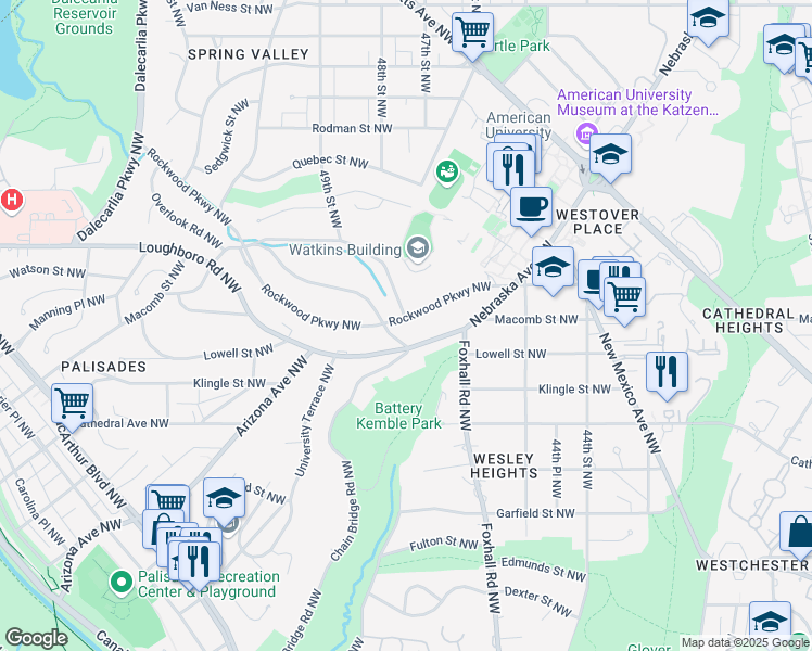 map of restaurants, bars, coffee shops, grocery stores, and more near 4810 Rockwood Parkway Northwest in Washington