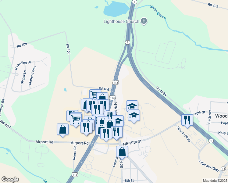 map of restaurants, bars, coffee shops, grocery stores, and more near 951 North Dupont Boulevard in Milford