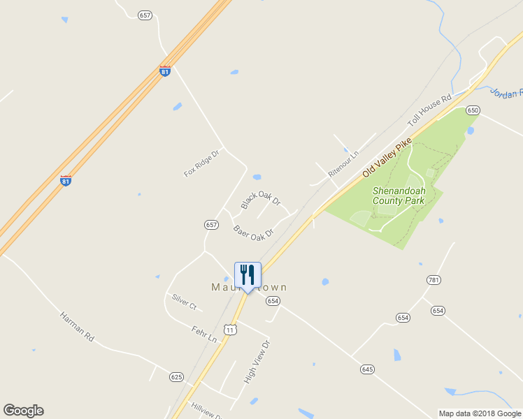 map of restaurants, bars, coffee shops, grocery stores, and more near 52 Pin Oak Court in Maurertown