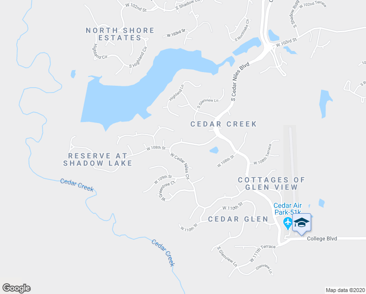 map of restaurants, bars, coffee shops, grocery stores, and more near 10780 South Cedar Niles Circle in Olathe