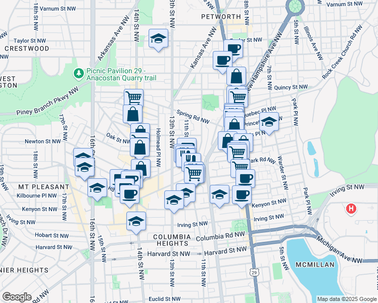 map of restaurants, bars, coffee shops, grocery stores, and more near 101 Independence Avenue Southeast in Washington