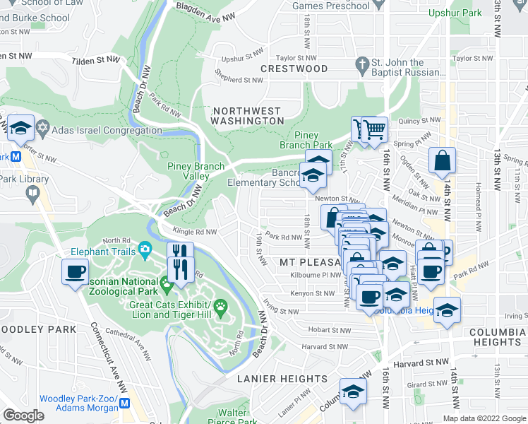 map of restaurants, bars, coffee shops, grocery stores, and more near 101 Independence Avenue Southeast in Washington