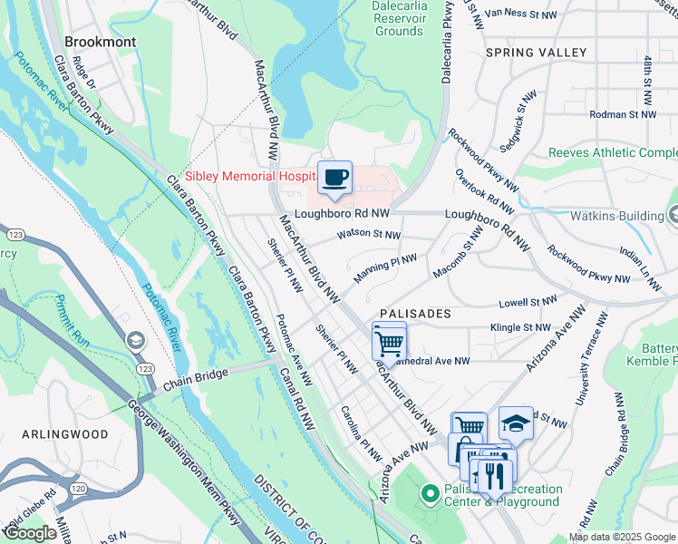 map of restaurants, bars, coffee shops, grocery stores, and more near 5291 Partridge Lane Northwest in Washington