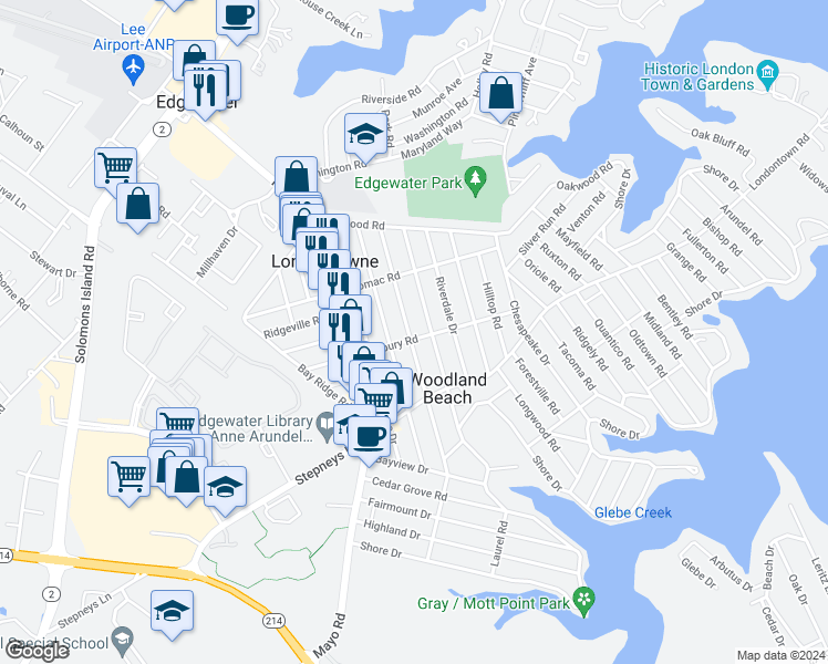 map of restaurants, bars, coffee shops, grocery stores, and more near 330 Salisbury Road in Edgewater