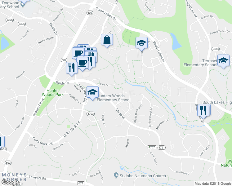 map of restaurants, bars, coffee shops, grocery stores, and more near 11922 Sloane Court in Reston