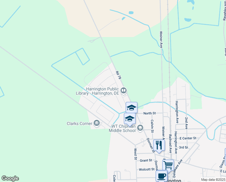 map of restaurants, bars, coffee shops, grocery stores, and more near 710 Bethayres Street in Harrington