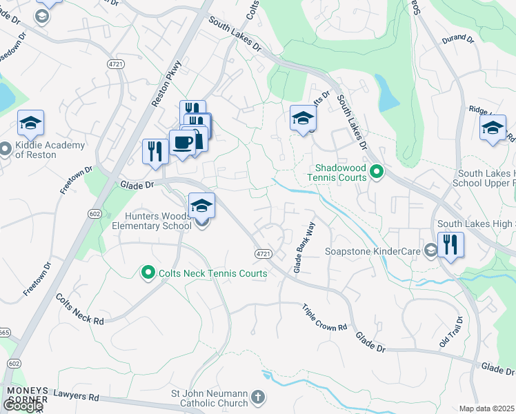 map of restaurants, bars, coffee shops, grocery stores, and more near 11918 Sloane Court in Reston