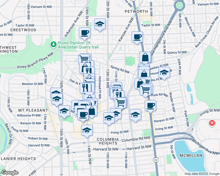 map of restaurants, bars, coffee shops, grocery stores, and more near 101 Independence Avenue Southeast in Washington