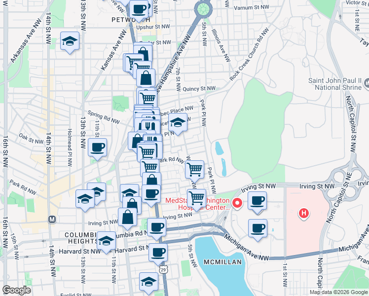 map of restaurants, bars, coffee shops, grocery stores, and more near 101 Independence Avenue Southeast in Washington
