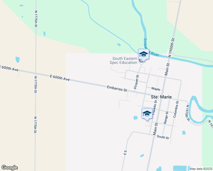 map of restaurants, bars, coffee shops, grocery stores, and more near 301-349 Embarras Street in West Liberty