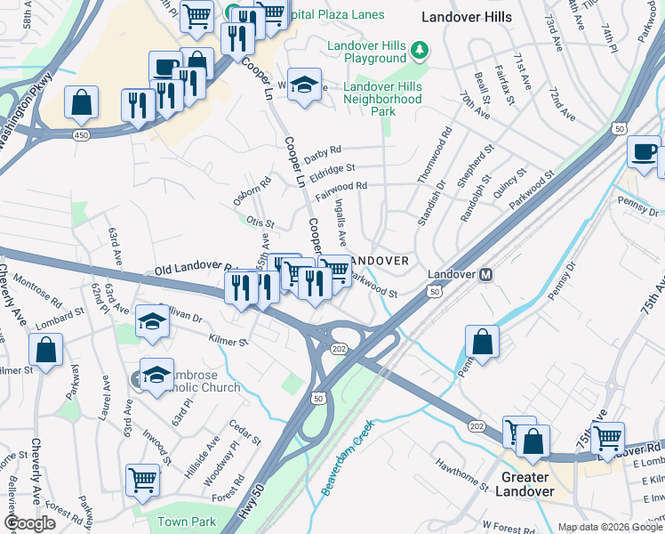 map of restaurants, bars, coffee shops, grocery stores, and more near 101 Independence Avenue Southeast in Washington