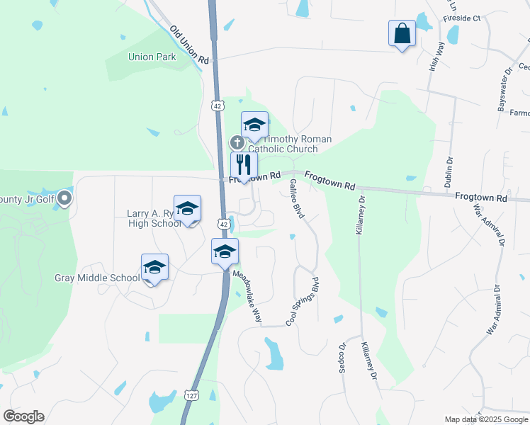 map of restaurants, bars, coffee shops, grocery stores, and more near 2054 Chris Court in Union
