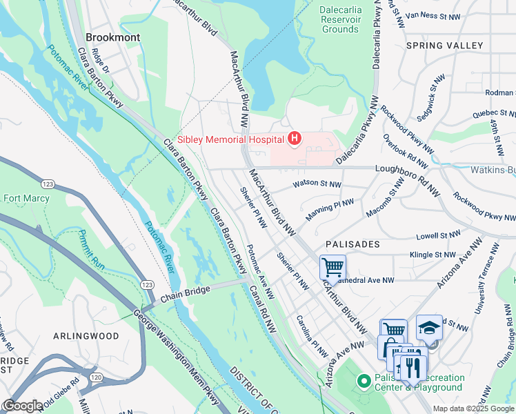 map of restaurants, bars, coffee shops, grocery stores, and more near 5747 Sherier Place Northwest in Washington