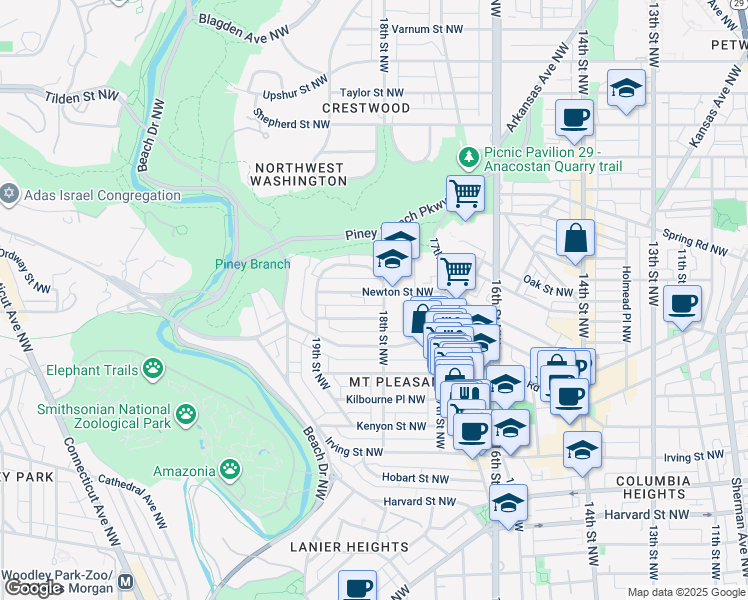 map of restaurants, bars, coffee shops, grocery stores, and more near 101 Independence Avenue Southeast in Washington