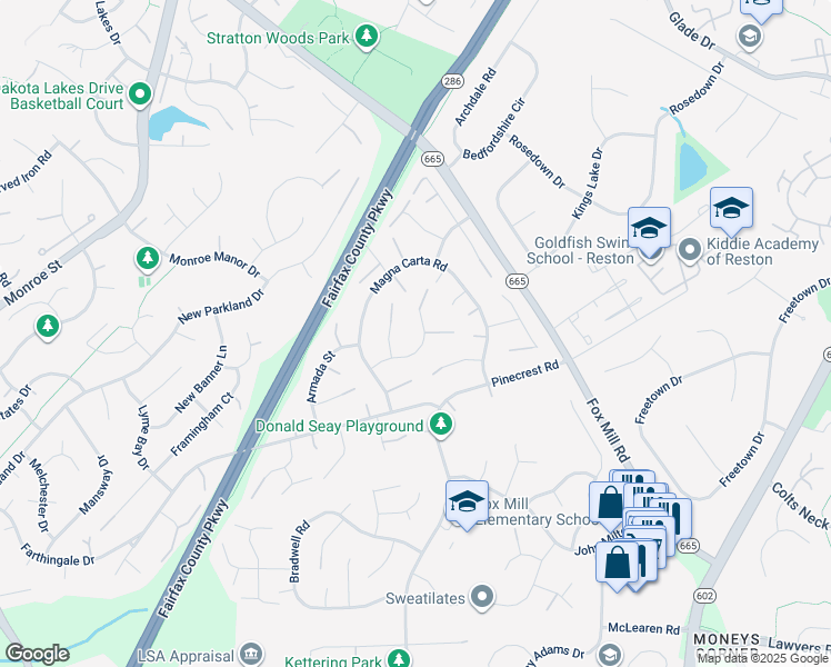 map of restaurants, bars, coffee shops, grocery stores, and more near 2532 Oakhampton Place in Herndon