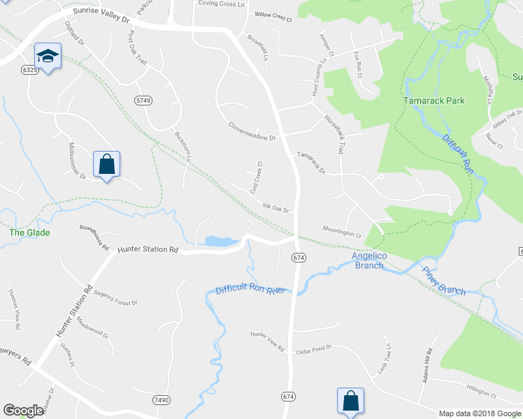 map of restaurants, bars, coffee shops, grocery stores, and more near 10411 Silk Oak Drive in Vienna