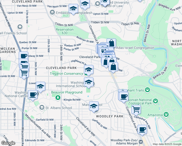 map of restaurants, bars, coffee shops, grocery stores, and more near 3310 Ross Place Northwest in Washington