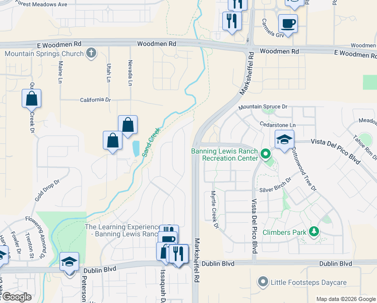 map of restaurants, bars, coffee shops, grocery stores, and more near 7219 Issaquah Drive in Colorado Springs