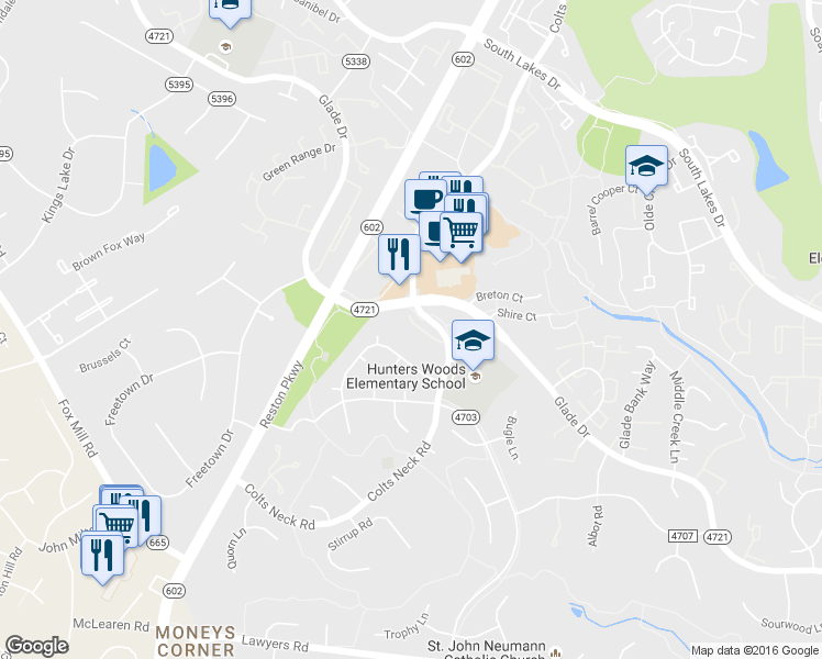 map of restaurants, bars, coffee shops, grocery stores, and more near 12027 Insha Court in Reston