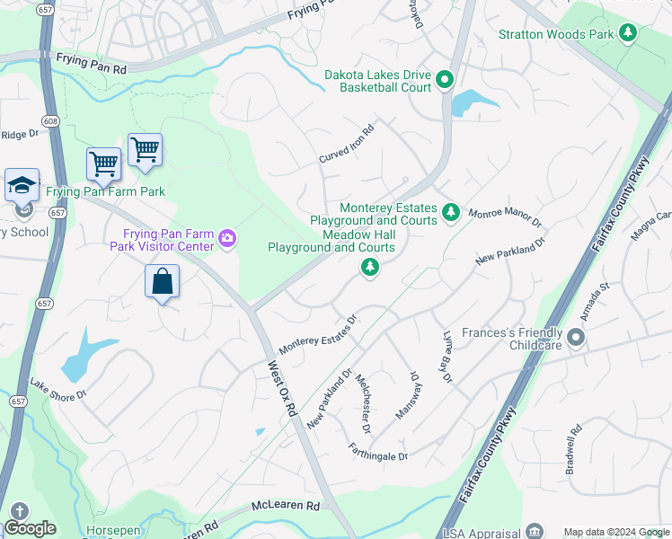 map of restaurants, bars, coffee shops, grocery stores, and more near 13021 Henson Court in Herndon