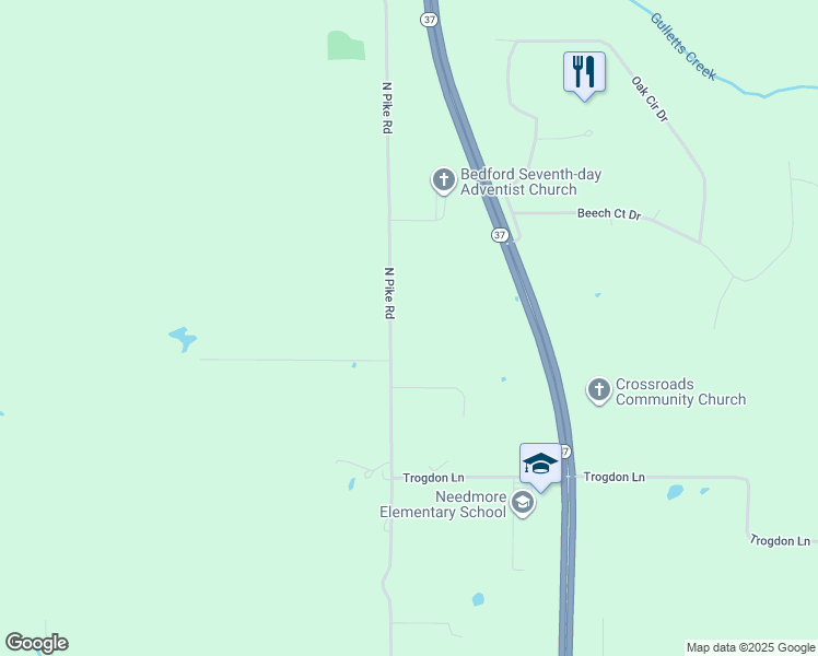 map of restaurants, bars, coffee shops, grocery stores, and more near 1474 North Pike Road in Bedford