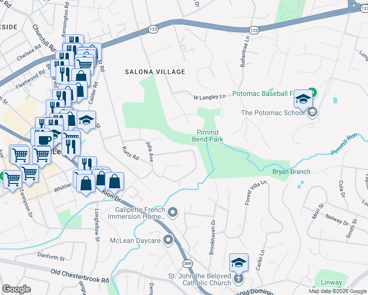 map of restaurants, bars, coffee shops, grocery stores, and more near 1470 Waggaman Circle in McLean