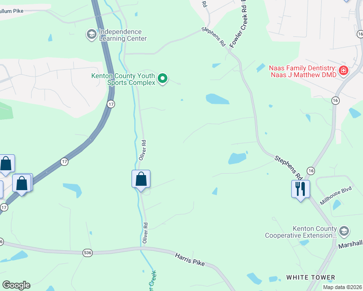 map of restaurants, bars, coffee shops, grocery stores, and more near 5078A Oliver Road in Independence