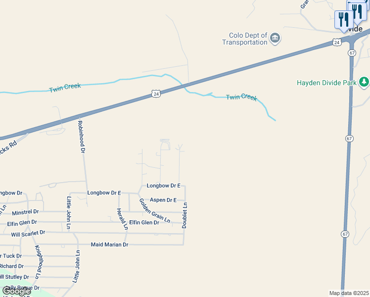map of restaurants, bars, coffee shops, grocery stores, and more near 404 Doublet Lane in Divide