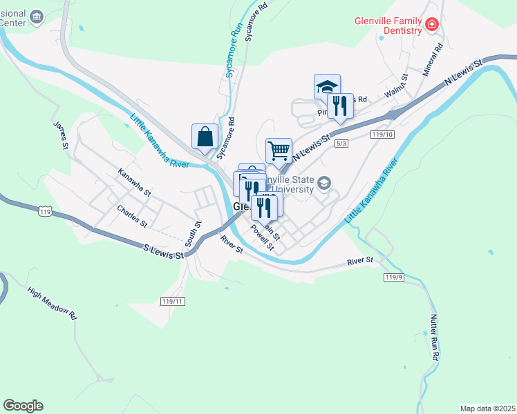 map of restaurants, bars, coffee shops, grocery stores, and more near in Glenville