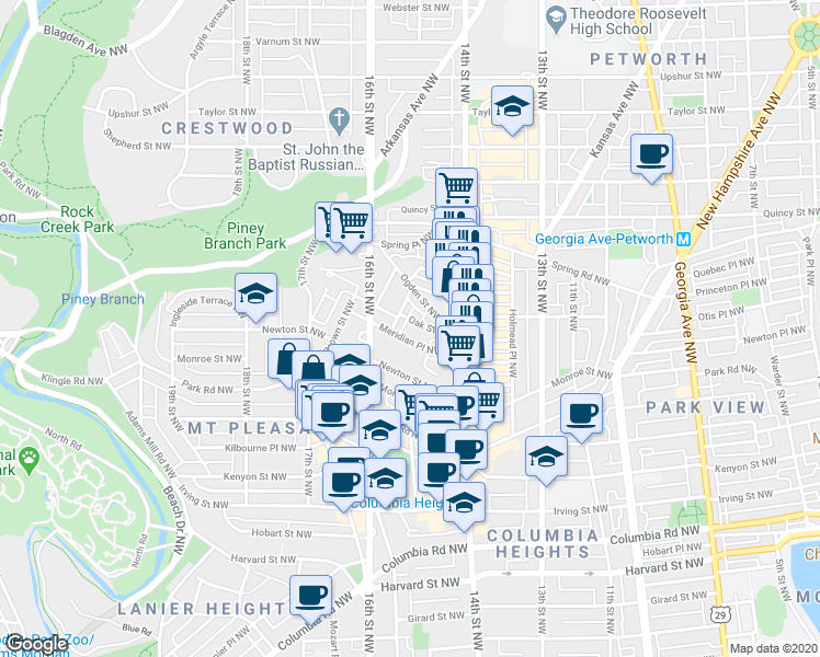 map of restaurants, bars, coffee shops, grocery stores, and more near 101 Independence Avenue Southeast in Washington