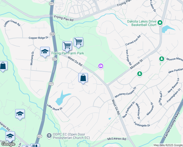 map of restaurants, bars, coffee shops, grocery stores, and more near 13310 Point Rider Lane in Herndon