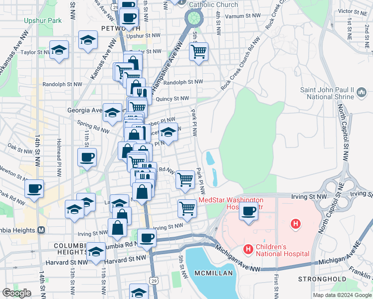 map of restaurants, bars, coffee shops, grocery stores, and more near 101 Independence Avenue Southeast in Washington