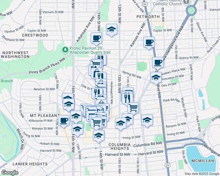 map of restaurants, bars, coffee shops, grocery stores, and more near 101 Independence Avenue Southeast in Washington