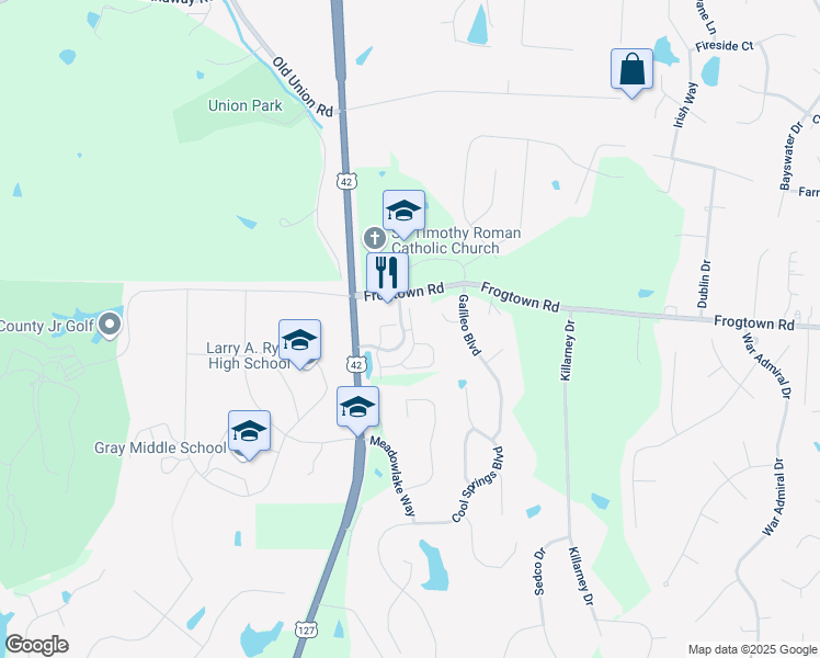 map of restaurants, bars, coffee shops, grocery stores, and more near 2054 Chris Court in Union