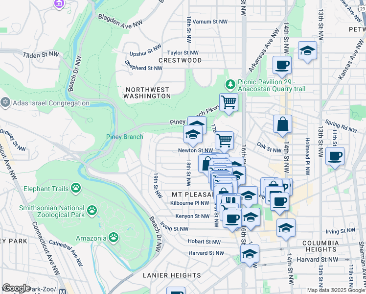map of restaurants, bars, coffee shops, grocery stores, and more near 101 Independence Avenue Southeast in Washington