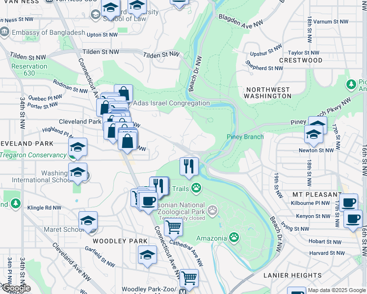 map of restaurants, bars, coffee shops, grocery stores, and more near 101 Independence Avenue Southeast in Washington