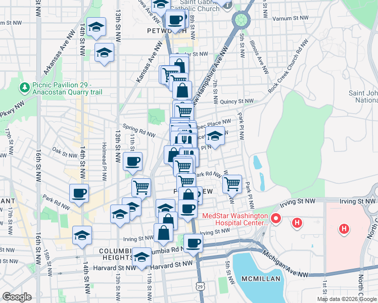 map of restaurants, bars, coffee shops, grocery stores, and more near 101 Independence Avenue Southeast in Washington