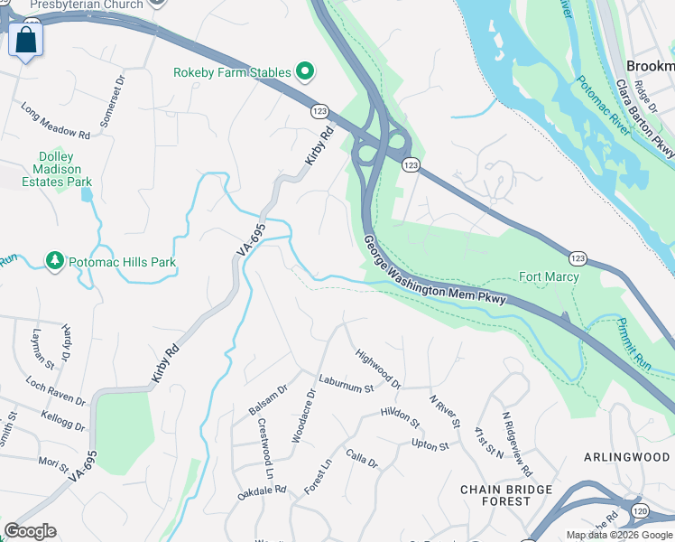 map of restaurants, bars, coffee shops, grocery stores, and more near 1361 Kirby Road in McLean