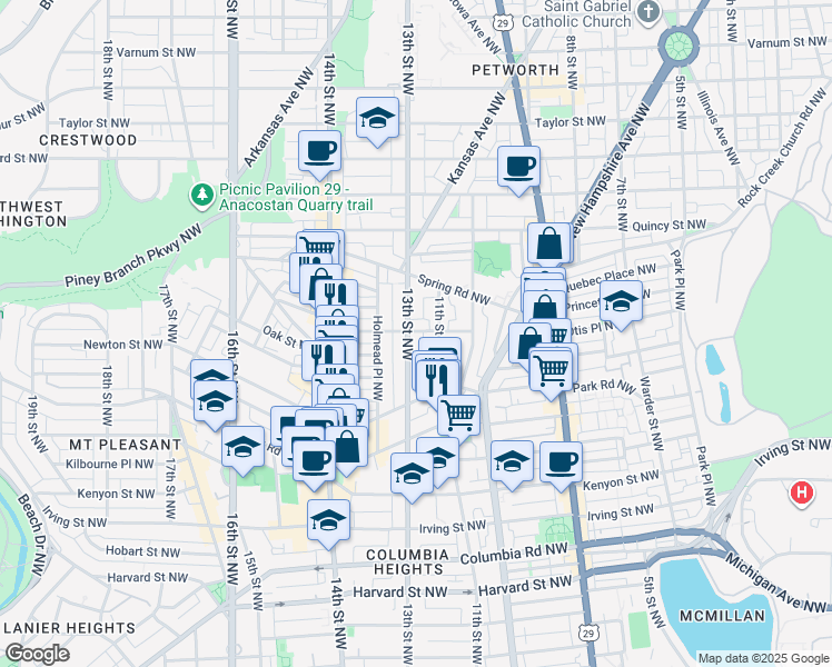 map of restaurants, bars, coffee shops, grocery stores, and more near 101 Independence Avenue Southeast in Washington