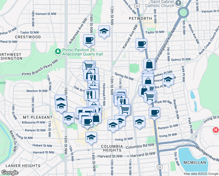 map of restaurants, bars, coffee shops, grocery stores, and more near 101 Independence Avenue Southeast in Washington
