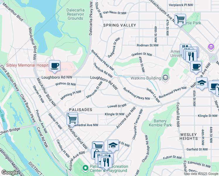 map of restaurants, bars, coffee shops, grocery stores, and more near 5008 Glenbrook Road Northwest in Washington