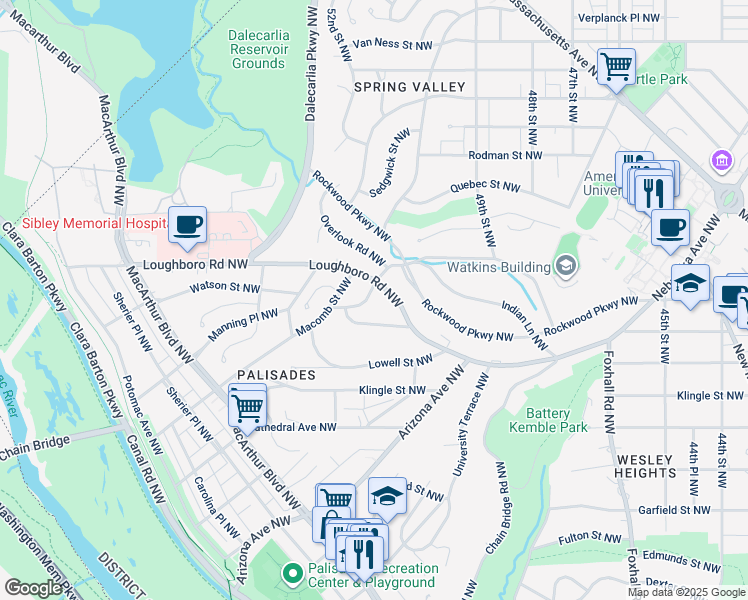 map of restaurants, bars, coffee shops, grocery stores, and more near 5008 Glenbrook Road Northwest in Washington