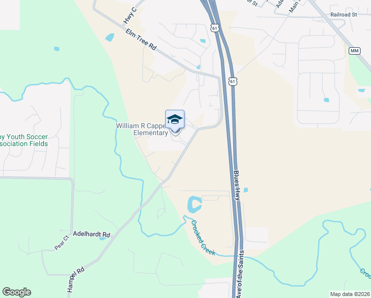 map of restaurants, bars, coffee shops, grocery stores, and more near 131 Hampel Road in Moscow Mills
