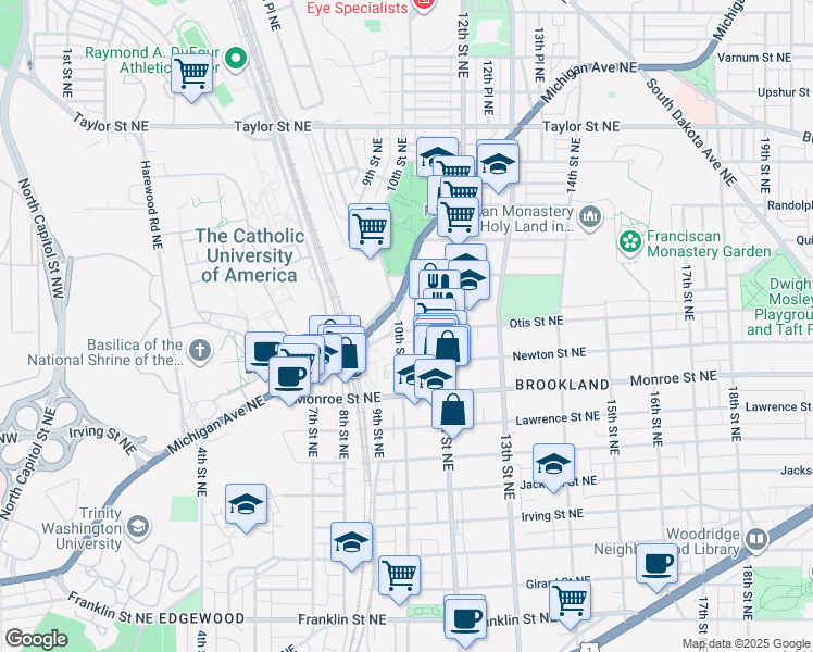 map of restaurants, bars, coffee shops, grocery stores, and more near 101 Independence Avenue Southeast in Washington